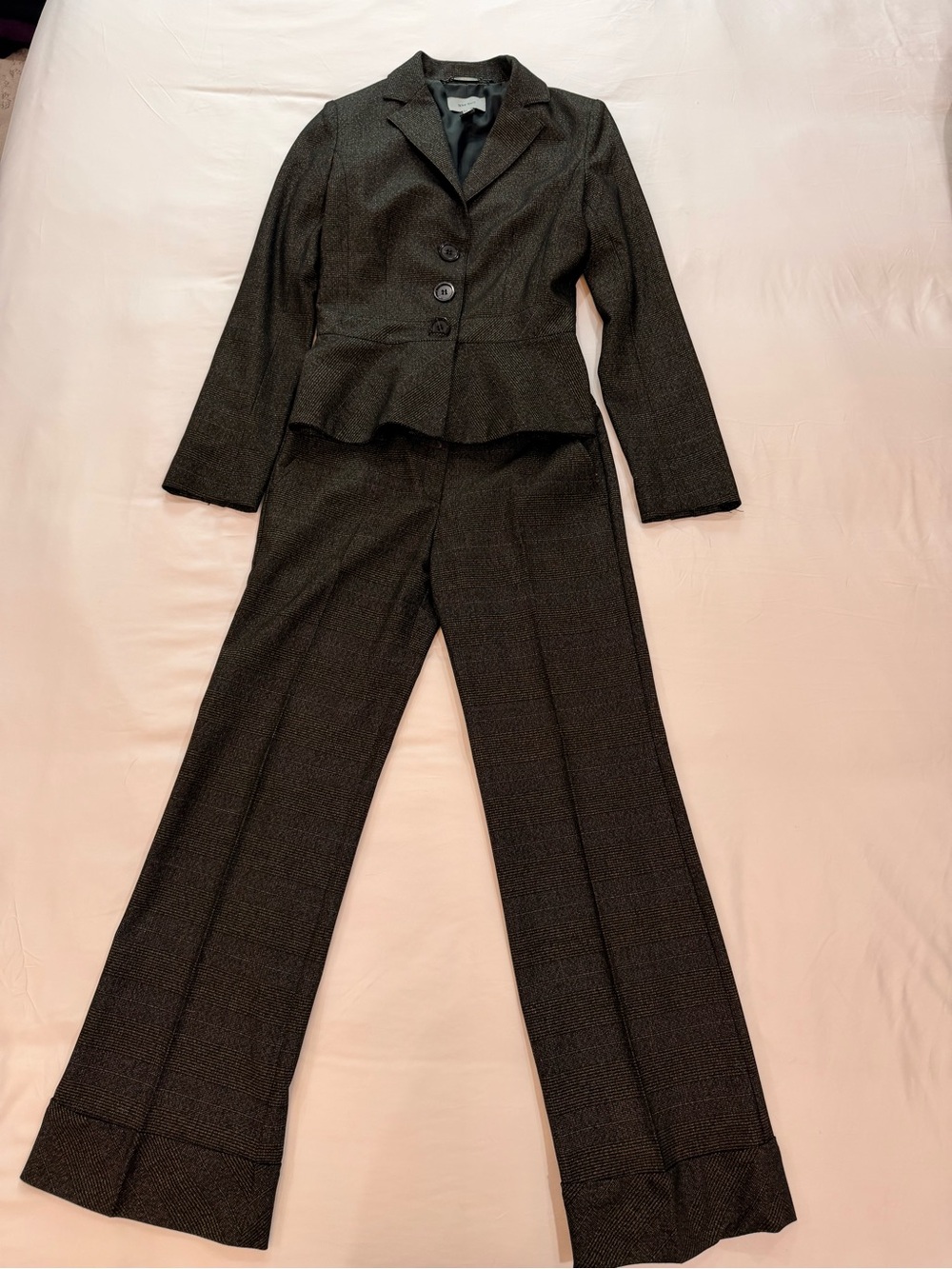 Mango Black Tailored Peplum Jacket & Straight-Leg Pantsuit